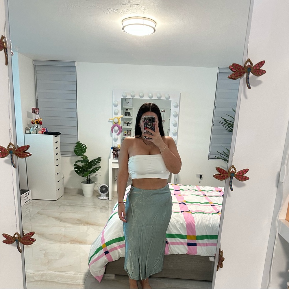 Elegant Green and Purple Pencil Midi Skirts